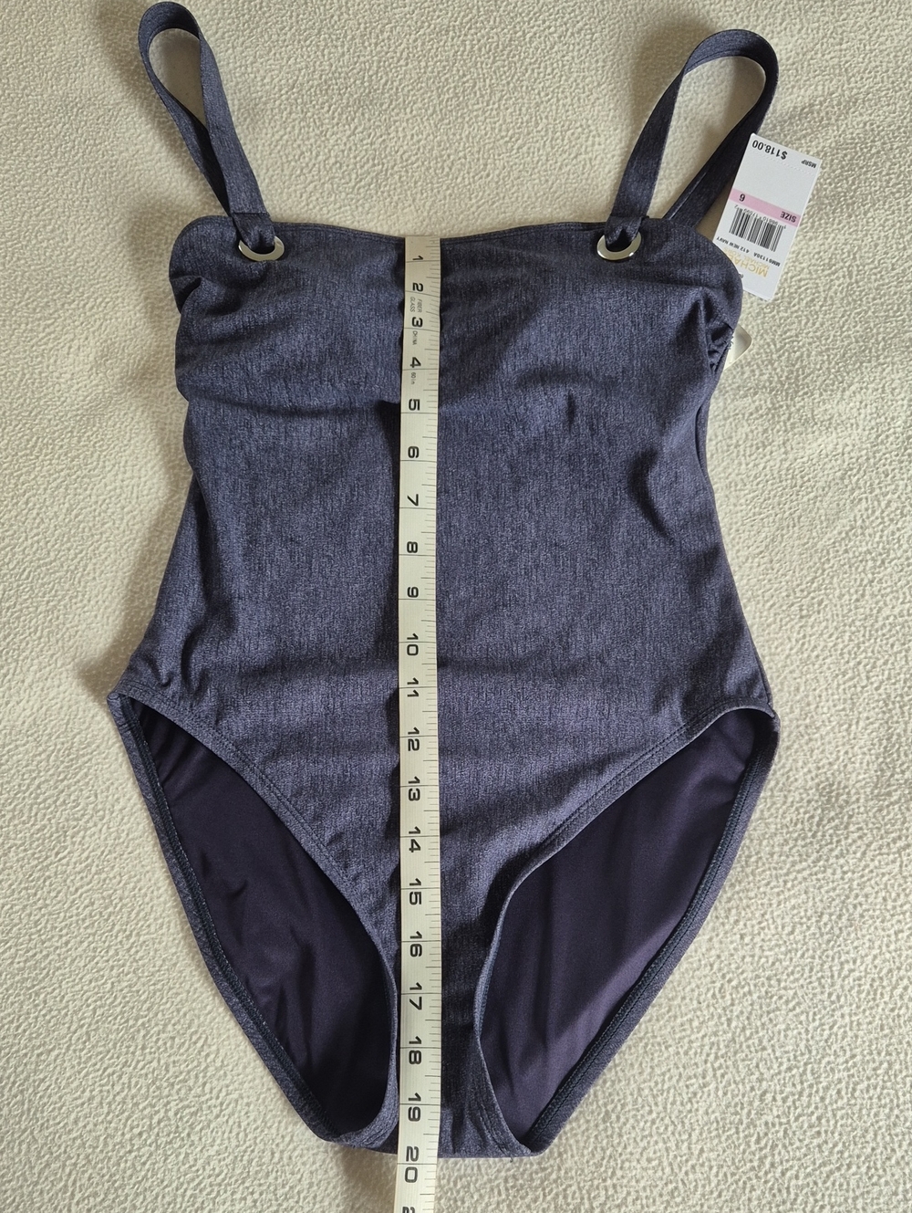 Michael Kors Denim Grommet Detail One Piece Swimsuit, Size 6 Color New Navy - Picture 11 of 11